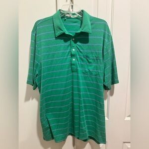 Criquet Green Striped Men's Polo golf Shirt